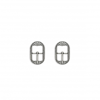 BALENCIAGA M CAGOLE BUCKLE EARRINGS IN METALLIC SILVER 742790TZ90V1407